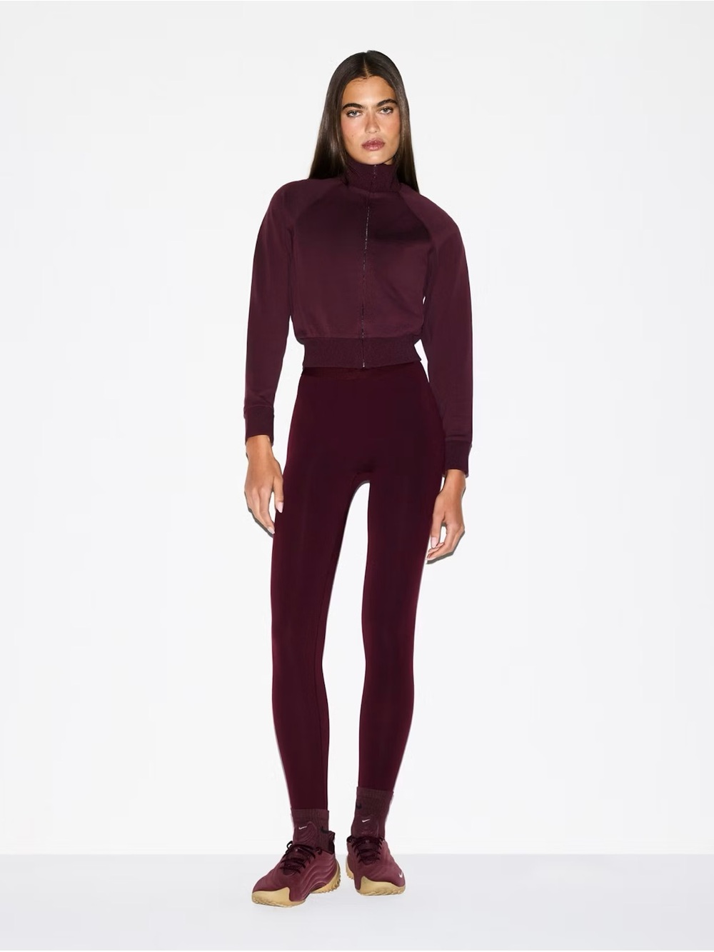 NIKE SKIMS MATTE TRICOT TRACK JACKET CURRANT NWT SMALL